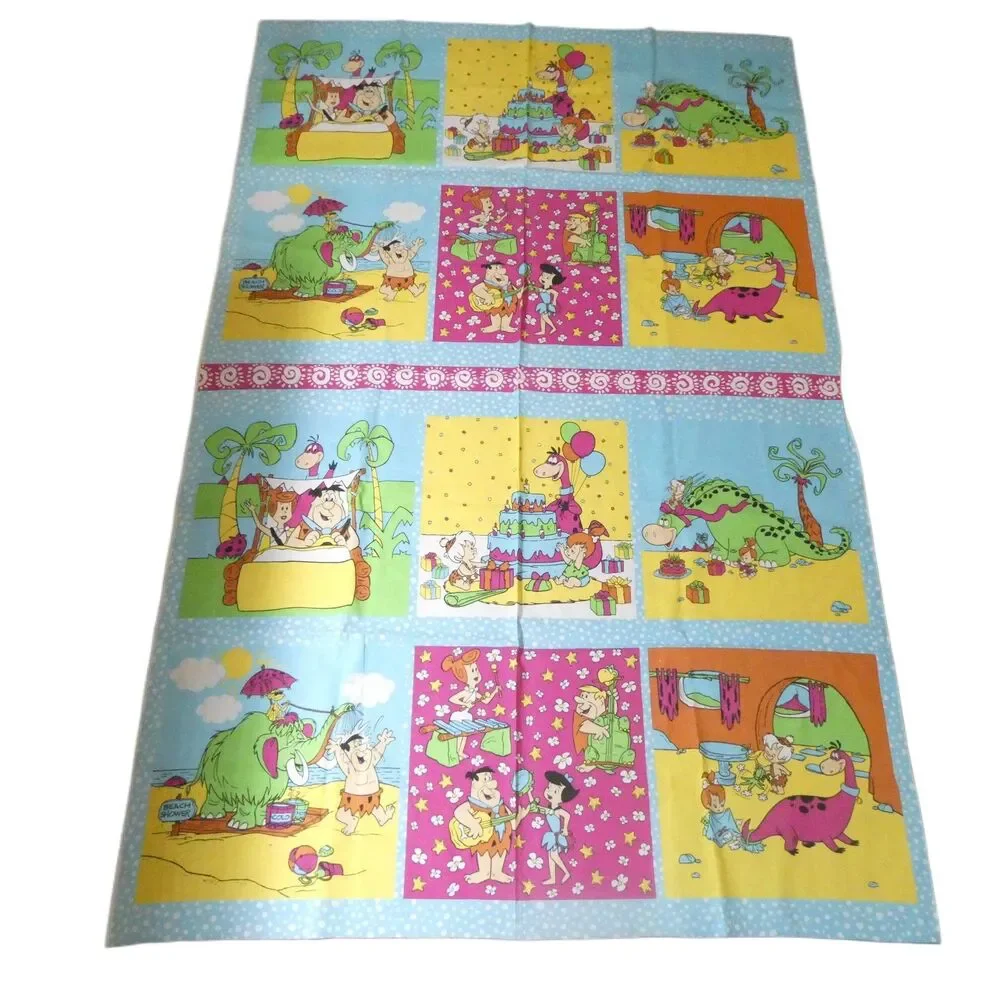 Flintstones Character Fabric Panel Vintage 44x68 Hanna Barbera 1991 Yardage
